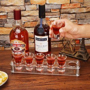 D&Z Shot Glass Serving Tray with 6 Shot Glasses, Shot Glass Holder Tray for Bar